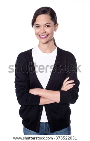 Picture of a trendy woman isolated over white background