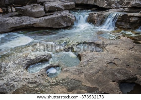 A photography of beautiful waterfall on the rocks