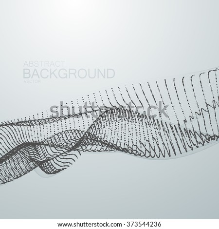3D abstract digital wave of particles and wireframe. Futuristic vector illustration. HUD element. Technology concept. Abstract background