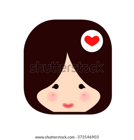 Vector illustration of girl in love avatar