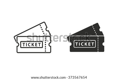 Ticket  icon  on white background. Vector illustration. Royalty-Free Stock Photo #373567654