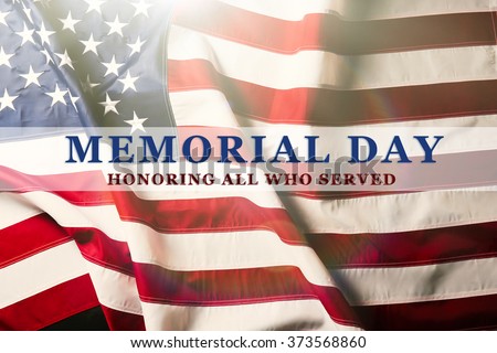 Text Memorial Day on American flag background Royalty-Free Stock Photo #373568860