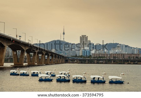 Cityscape Sunset And River In Seoul City, South Korea