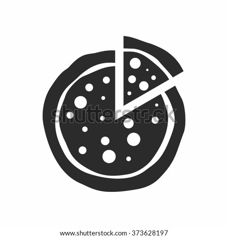 Icon Pizza in flat style isolated on white background. Food silhouette. Vector illustration