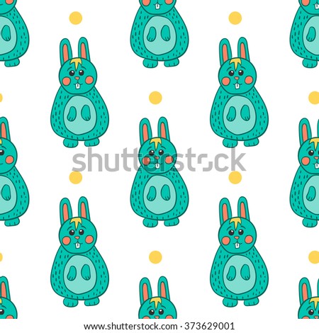 Seamless pattern with Easter bunny. Happy Easter illustration.