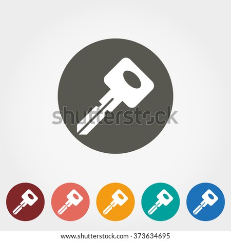 Key. Icon for web and mobile application. Vector illustration on a button. Flat design style.