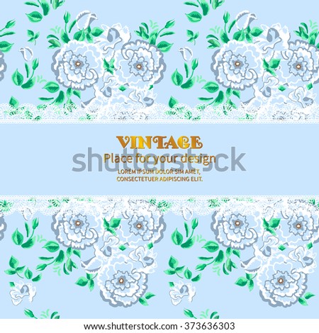 Greeting or invitation card wedding day.Frame on background of floral pattern with roses