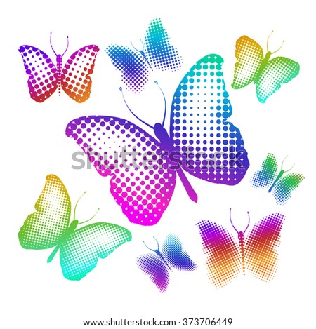 multicolored Butterfly of dot. Vector