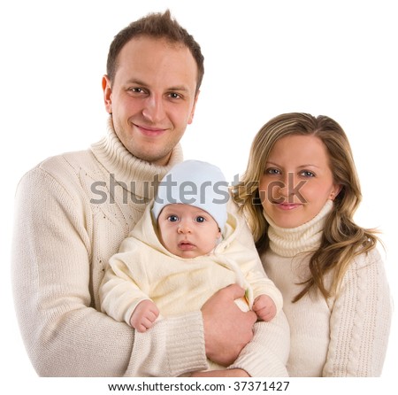 Happy family on a white background