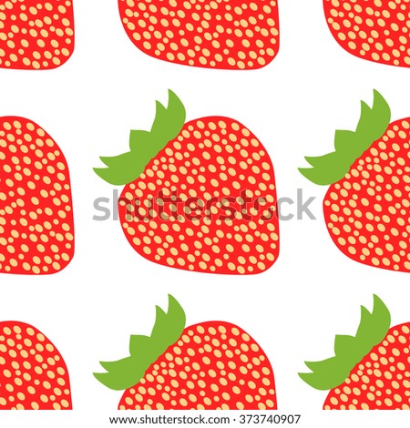 Colorful seamless pattern of strawberries. Vector illustration of summer fruits. Eco food illustration.