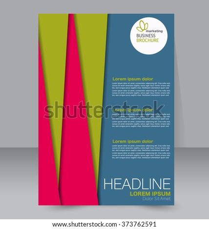 Abstract flyer design background. Brochure template. Can be used for magazine cover, business mockup, education, presentation, report. Blue, green, and pink color