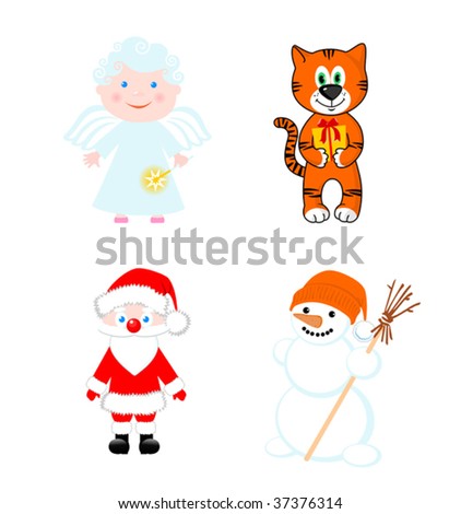 Four Christmas symbols on a white background