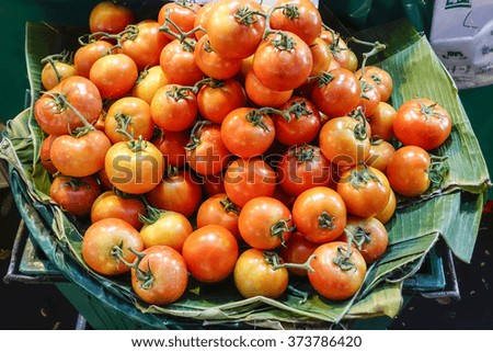 Tomatoes in market.