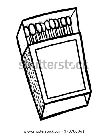 matches box / cartoon vector and illustration, black and white, hand drawn, sketch style, isolated on white background.