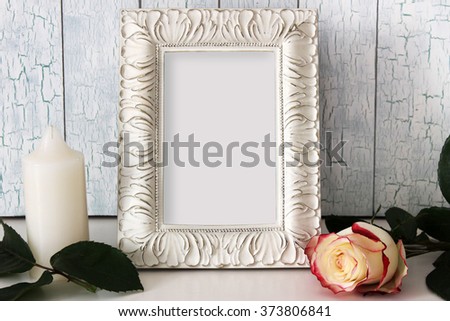 Frame mockup with empty place for text or picture. Shabby chic style.