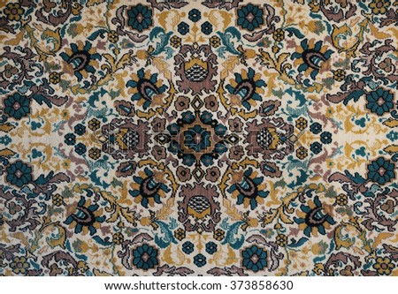 Old carpet with pattern. top view. Royalty-Free Stock Photo #373858630