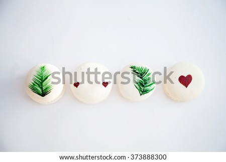 Hand painted macaron with simple picture art