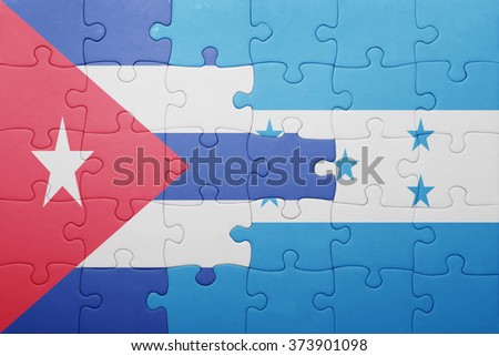 puzzle with the national flag of honduras and cuba .concept