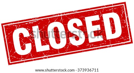 closed red square grunge stamp on white Royalty-Free Stock Photo #373936711