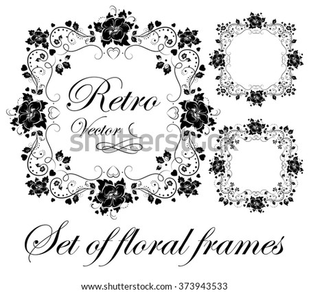 Set decorative floral frames vector illustration