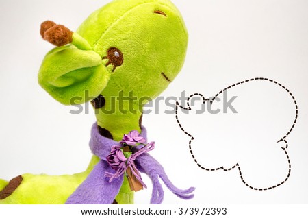 Elegant giraffe with purple scarf and a bubble talk
