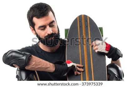 Skater with his skateboard