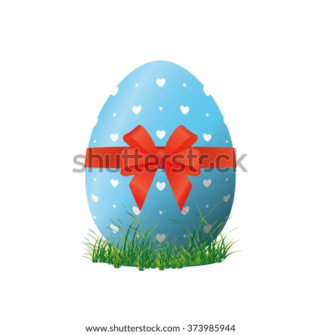 Isolated easter egg with a texture and a ribbon on a white background