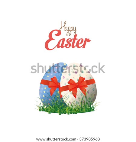 Isolated easter egg with a texture and a ribbon on a white background