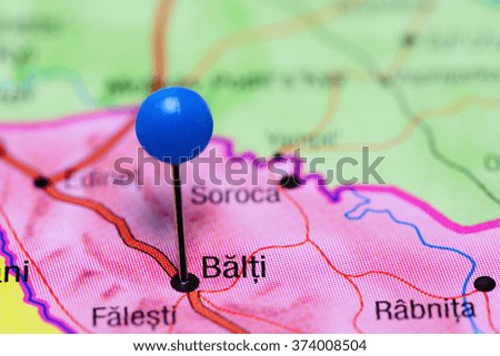 Balti pinned on a map of Moldova
