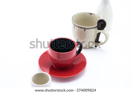 Empty cup row on white background 