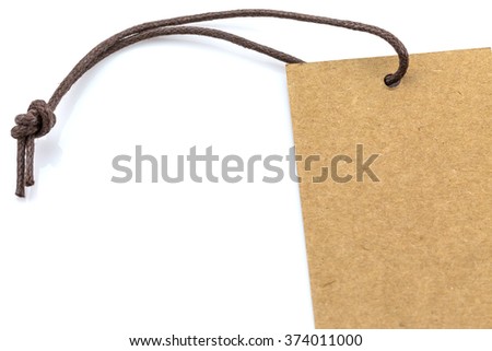 Brown blank tag isolated on white background