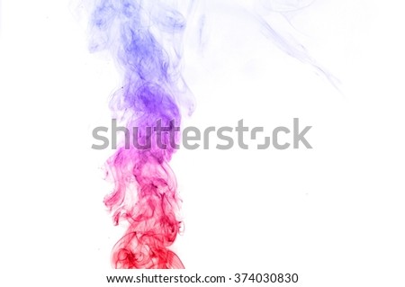 Red and blue smoke swirl  on white background, Color smoke on white background