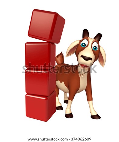 3d rendered illustration of Goat cartoon character with level 