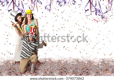A happy brazilian family at Carnival