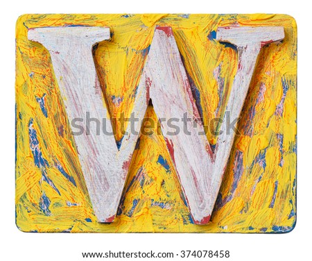Wooden alphabet block, letter W