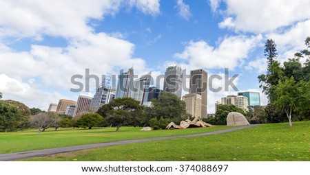 Sydney Skyline view from the Royal Botanic Gardens