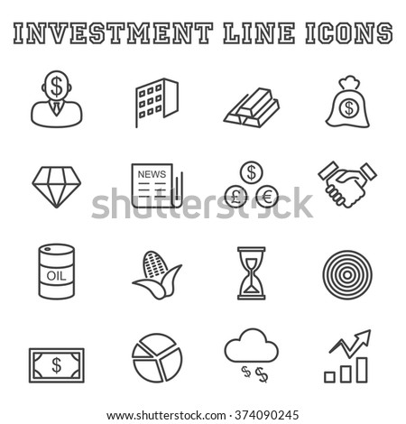 investment line icons, mono vector symbols