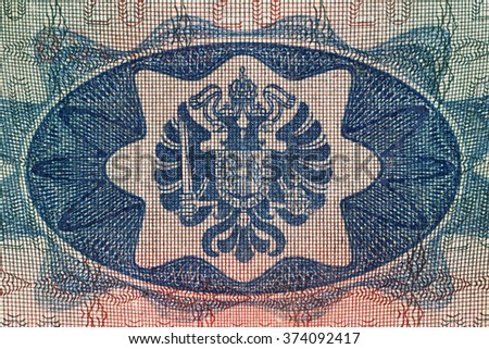 macro picture of a beautiful protective pattern with eagle of old paper banknote