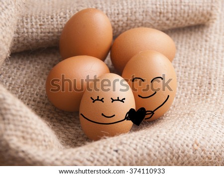 Happy eggs giving theirs heart for Valentine's and Easter's day.