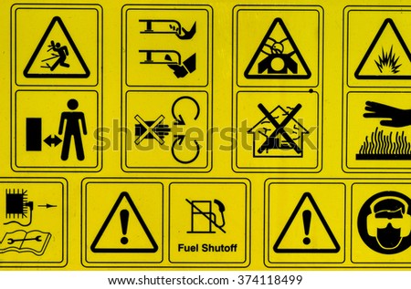 Set of vector caution signs