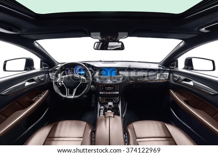 Car interior luxury Royalty-Free Stock Photo #374122969