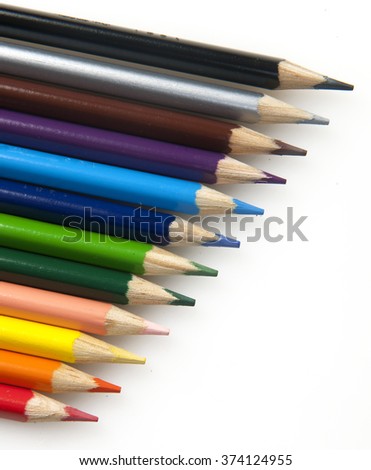 colored pencils for school or professional use isolated on white background