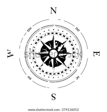 Compass navigation dial - highly detailed grunge vector illustration