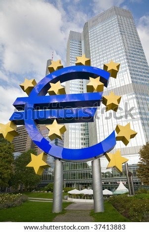 Famous euro sign in Frankfurt on the Main