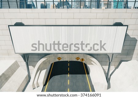 Entrance to tunnel, with a blank billboard, mock up 3D Render