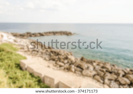 Defocused background with Scenic view of Gallipoli waterfront, Salento, Italy. Intentionally blurred post production for bokeh effect