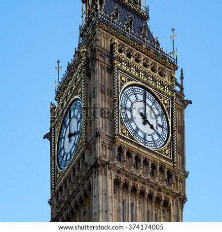 Close up of Big Ben in London.