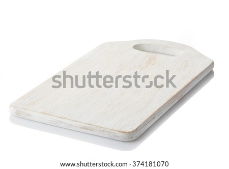 White wooden cutting board isolated on white background. clipping path Royalty-Free Stock Photo #374181070