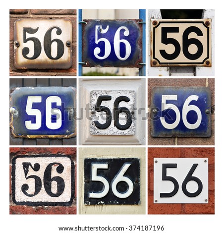 Collage of House Numbers Fifty-six