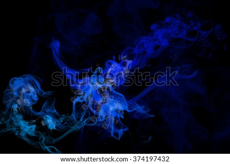 Blue smoke graphic on black background